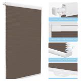 Cordless Honeycomb Cellular Shades No Drill No Tools Easy to Install UV Protection Indoor Windows Thermal Insulated Noise Reduction Blinds, Light Filtering-Brown