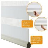 Persilux Cordless Zebra Blinds for Windows Free-Stop Roller Window Shades (39" W X 72" H, Cream) Dual Layer Light Control for Day and Night, Light Filtering Sheer Shades for Home, Easy to Install