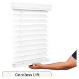 LOTUS & WINDOWARE 2.5-inch Cordless Faux Wood Blind, Plantation Style, 9.5" Wide, Smooth, Bright White for Living Room, Bedroom, Interior Door Windows