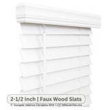 LOTUS & WINDOWARE 2.5-inch Cordless Faux Wood Blind, Plantation Style, 9.5" Wide, Smooth, Bright White for Living Room, Bedroom, Interior Door Windows