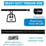 Tension Curtain Rod 43 to 162 Inches (3.6 to 13.5 ft), 1.26" Diameter Spring Adjustable Heavy Duty Long Large Curtains Pole for Windows Door Bathroom Patio Outdoor No Drilling, Black