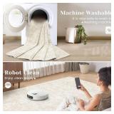 8x10 Area Rugs for Living Room: Washable Large Vintage Floral Rug Low Pile Non-Slip Boho Carpet for Bedroom Dining Home Office (Beige, 8