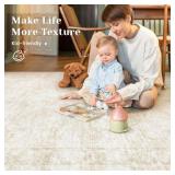 8x10 Area Rugs for Living Room: Washable Large Vintage Floral Rug Low Pile Non-Slip Boho Carpet for Bedroom Dining Home Office (Beige, 8