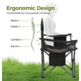 ALPHA CAMP Oversized Camping Folding Chair, Heavy Duty Support 450 LBS Steel Frame Collapsible Padded Arm Chair with Cup Holder Quad Lumbar Back, Portable for Outdoor