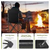 ALPHA CAMP Oversized Camping Folding Chair, Heavy Duty Support 450 LBS Steel Frame Collapsible Padded Arm Chair with Cup Holder Quad Lumbar Back, Portable for Outdoor