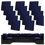 14Pcs Stretch Patio Cushion Covers,Outdoor Couch Covers Replacement,Outdoor Couch & Sofa Slipcovers,for Patio Furniture Cushion Covers,Washable Reusable Furniture Protector (Navy Blue,Cover Only)