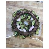 Lvydec Artificial Peony Flower Wreath - 15" Pink Flower Door Wreath Spring with Green Leaves for Front Door, Wedding, Wall, Home Decor