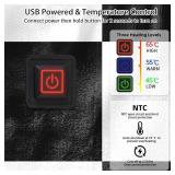 USB Powered Heated Throw Blanket for Women,50"X60" 9V 18W Portable Black White Grid Electric Heating Blanket with 3 Heat Setting,8-Zone Graphene Heating Blankets for Couch Car Office Outdoor