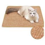 FUKUMARU Cat Scratcher Mat, 23.6 X 15.7 Inch Natural Sisal Cat Scratch Mats, Horizontal Cat Floor Scratching Pad Rug with Sticky Tapes, Protect Couch and Carpets