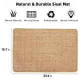 FUKUMARU Cat Scratcher Mat, 23.6 X 15.7 Inch Natural Sisal Cat Scratch Mats, Horizontal Cat Floor Scratching Pad Rug with Sticky Tapes, Protect Couch and Carpets