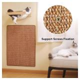 FUKUMARU Cat Scratcher Mat, 23.6 X 15.7 Inch Natural Sisal Cat Scratch Mats, Horizontal Cat Floor Scratching Pad Rug with Sticky Tapes, Protect Couch and Carpets