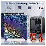 K1 Max Build Plate 310x315mm, Smooth Rainbow Circles+Kaleidoscope PEK Bed Without Magnetic Base for Creality K1 Max/Ender 3 V3 Plus 3D Printer