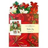 Freshcut Paper Pop Up Christmas Cards, Winter Joy, 12 Inch Life Sized Flower Bouquet 3D Popup Greeting Card, Christmas Cards, Holiday Card, Blank Notecard & Envelope