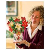 Freshcut Paper Pop Up Christmas Cards, Winter Joy, 12 Inch Life Sized Flower Bouquet 3D Popup Greeting Card, Christmas Cards, Holiday Card, Blank Notecard & Envelope