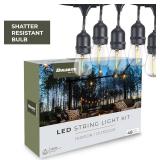 Bulbrite 48-Foot String Light Kit with Clear Shatter Resistant Vintage Style S14 LED Light Bulbs