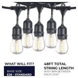 Bulbrite 48-Foot String Light Kit with Clear Shatter Resistant Vintage Style S14 LED Light Bulbs