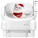 Retails for $180! Self Cleaning Litter Box,Open Top Automatic Litter Box with App Control for Multiple Cats, Safety Sensors Protection, Odor Control,Large Waste Bin, Cream White