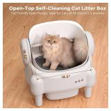 Retails for $180! Self Cleaning Litter Box,Open Top Automatic Litter Box with App Control for Multiple Cats, Safety Sensors Protection, Odor Control,Large Waste Bin, Cream White