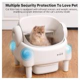 Retails for $180! Self Cleaning Litter Box,Open Top Automatic Litter Box with App Control for Multiple Cats, Safety Sensors Protection, Odor Control,Large Waste Bin, Cream White