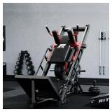 Retails for $800! RitFit Leg Press Hack Squat Machine, Professional Adjustable Leg Press Machine for Home Gym with Linear Bearing and Weight Storage Posts, Full Lower Body Workout, Red