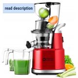 Cold Press Juicer Machines, Kitchen in the Box Slow Masticating Juicers Machine,3.26inch Large Wide Feed Chute Fit Whole Fruits & Vegetables,BPA Free,Easy to Clean (Bright Red)