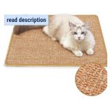 FUKUMARU Cat Scratcher Mat, 23.6 X 15.7 Inch Natural Sisal Cat Scratch Mats, Horizontal Cat Floor Scratching Pad Rug with Sticky Tapes, Protect Couch and Carpets