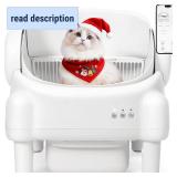 Retails for $180! Self Cleaning Litter Box,Open Top Automatic Litter Box with App Control for Multiple Cats, Safety Sensors Protection, Odor Control,Large Waste Bin, Cream White