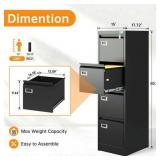 Retails for $140! STANI 4 Drawer File Cabinets with Lock, Metal Filing Cabinet for Home Office, Steel Lockable Storage Cabinets to Hanging Letter/Legal/A4,Assembly Required(Black)