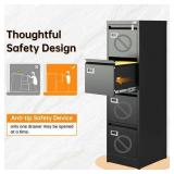 Retails for $140! STANI 4 Drawer File Cabinets with Lock, Metal Filing Cabinet for Home Office, Steel Lockable Storage Cabinets to Hanging Letter/Legal/A4,Assembly Required(Black)