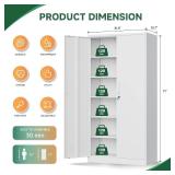 Retails for $145! Letaya Metal Storage Cabinets with Lock Door,Steel Locker Garage Cabinets 5 Adjustable Shelves for Home,Office, Warehouse(White)