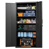 Retails for $155! Letaya Metal Garage Storage Cabinets with Lock-72 Tall Tool Organizer Steel Lockers, 5 Adjustable Layers Shelves for Home,Office,Warehouse,Garage,(Black-72 )