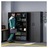 Retails for $155! Letaya Metal Garage Storage Cabinets with Lock-72 Tall Tool Organizer Steel Lockers, 5 Adjustable Layers Shelves for Home,Office,Warehouse,Garage,(Black-72 )