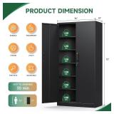 Retails for $155! Letaya Metal Garage Storage Cabinets with Lock-72 Tall Tool Organizer Steel Lockers, 5 Adjustable Layers Shelves for Home,Office,Warehouse,Garage,(Black-72 )