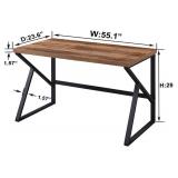 Retails for $150! HSH Minimalist PC Desk, Industrial Home Office Desk, Sturdy Wood and Metal Desk, Rustic Vintage Oak 55 Inch Work Study Writing Desks Computer Table for Living Room Bedroom