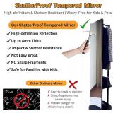 Retails for $180! Rotating Solid Wood Full Length Mirror with Coat Rack, 65x14 Shatterproof Floor Mirror with Storage Clothes Rack, Shelf & Hooks Ideal for Hallway, Bedroom, or Living Room (Black, Med