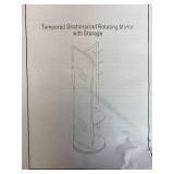 Retails for $180! Rotating Solid Wood Full Length Mirror with Coat Rack, 65x14 Shatterproof Floor Mirror with Storage Clothes Rack, Shelf & Hooks Ideal for Hallway, Bedroom, or Living Room (Black, Med