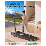Retails for $170! Walking Pad,Treadmill with Incline for Home Office, 2.5HP Portable Under Desk Treadmill with 265 Lbs Capacity,Remote Control, Led Display