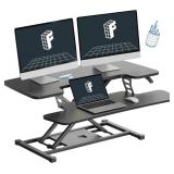 Retails for $115! FLEXISPOT 36-inch Standing Desk Converter Height Adjustable Sit to Stand Up Workstation, Dual Monitor and Laptop Riser with Wide Keyboard Tray, Black