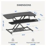 Retails for $115! FLEXISPOT 36-inch Standing Desk Converter Height Adjustable Sit to Stand Up Workstation, Dual Monitor and Laptop Riser with Wide Keyboard Tray, Black