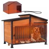 Retails for $240! GUTINNEEN Heated Dog House Outdoor Large Dog Kennel with All-Around Heavy-Duty Iron Frame,Weatherproof Dog Cage with Insulated Liner for Small & Medium & Large Dogs in Winter