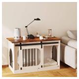 Retails for $176! Dog Crate Furniture, Black Kennel Furniture with Cushion Decorative Farmhouse Crate Indoor Thick Wooden Pet House End Table Modern Cage Furniture for Medium/Large Dog