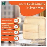 TIME TO GO ECO 100% Compostable Palm Leaf Dinnerware Set For 75 Guests - Retail: $80