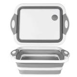 NEW Small Collapsible Cutting Board Multi-function Dish Tub Basket 8.5 QT GRAY