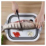 NEW Small Collapsible Cutting Board Multi-function Dish Tub Basket 8.5 QT GRAY