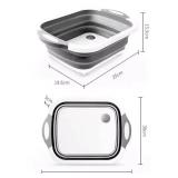 NEW Small Collapsible Cutting Board Multi-function Dish Tub Basket 8.5 QT GRAY