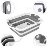 NEW Small Collapsible Cutting Board Multi-function Dish Tub Basket 8.5 QT GRAY