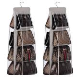 8 Pocket Hanging Purse Organizer for Closet, Bag Organizer Storage GRAY