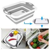 NEW Small Collapsible Cutting Board Multi-function Dish Tub Basket 8.5 QT GREEN