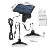 NEW Solar Double Head Ceiling Pendant Light w/Remote Outdoor Indoor Lamp Waterproof