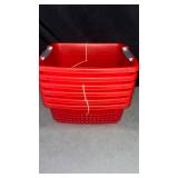 New Set of 6 Red Storage Baskets with Handles